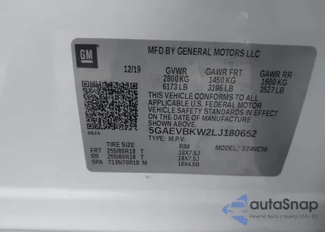 2020 Buick Enclave Awd Premium from USA, damaged, VIN 5GAEVBKW2LJ180652